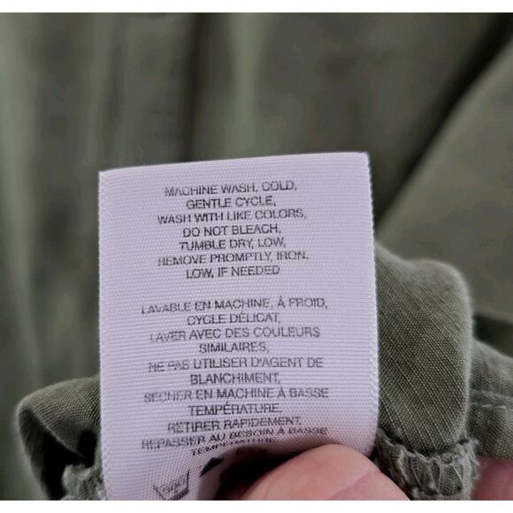 Columbia Shirt Womens XL Green Linen Button Vintage Camp Short Sleeve Mandarin - Picture 10 of 13